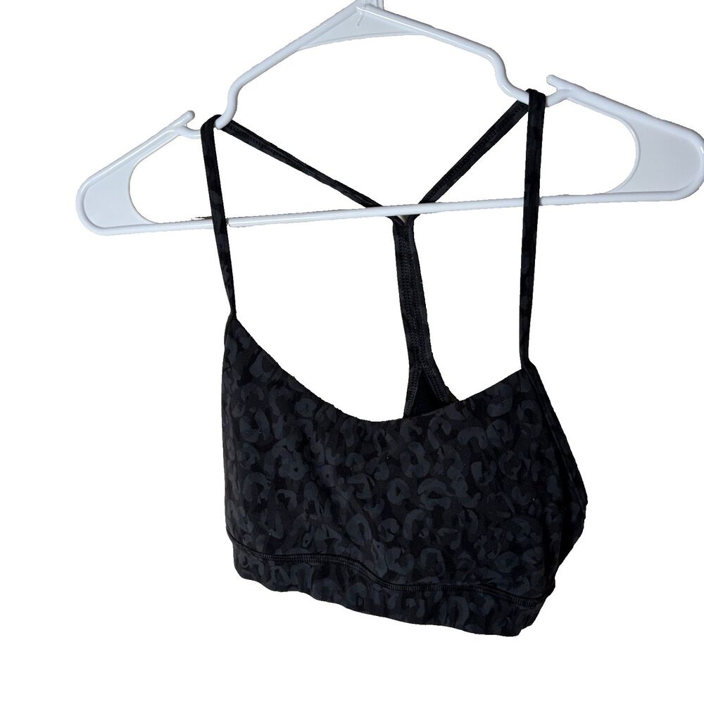Lululemon Sports Bra Women's 6 Black Camo Strappy Round Neck Active